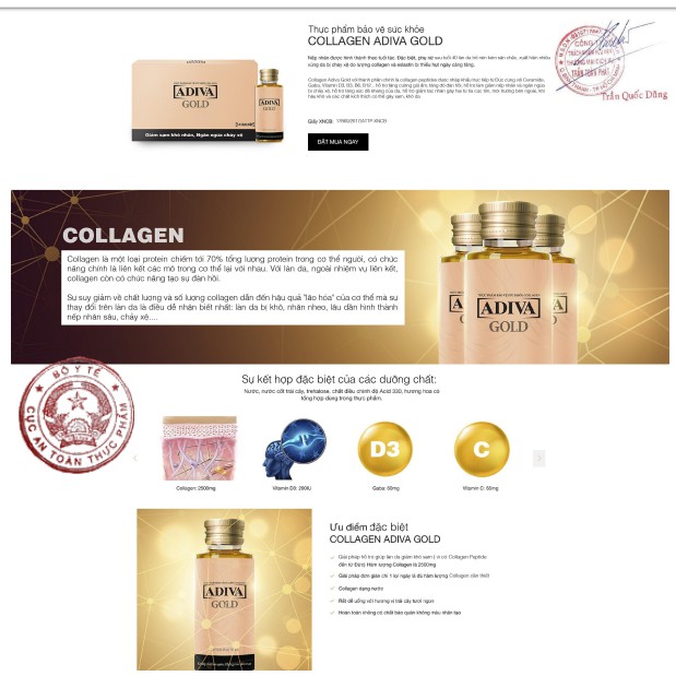 [CHÍNH HÃNG - MẪU MỚI] Tinh chất collagen adiva gold giảm sạm khô nhăn, ngăn ngừa chảy xệ 14 chai