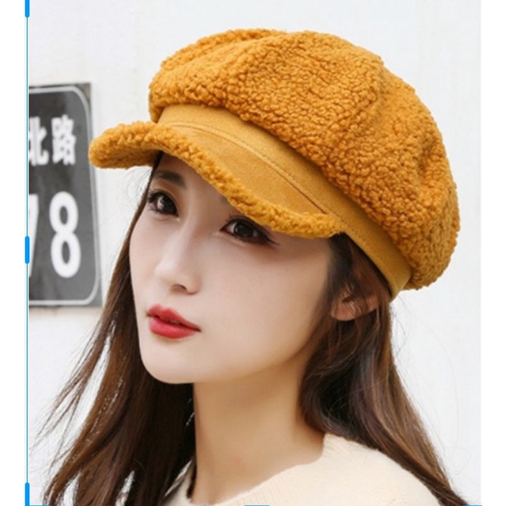 Mũ nồi beret nón len bere lông cừu 2 lớp thời trang Hàn Quốc