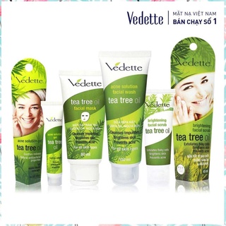 Bộ 4 sản phẩm dưỡng da giảm mụn tinh chất tràm trà - tea tree oil vedette