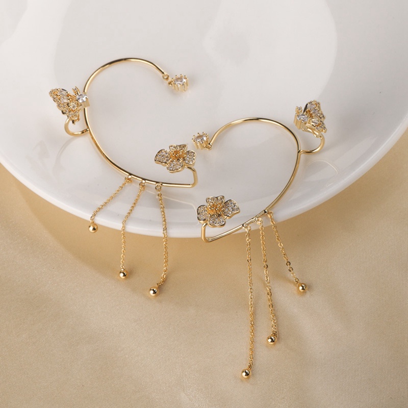 Lxsm Bông Tai Dạng Kẹp Hình Bướm Đính Đá Zircon Nhẹ Nhàng Sang Trọng