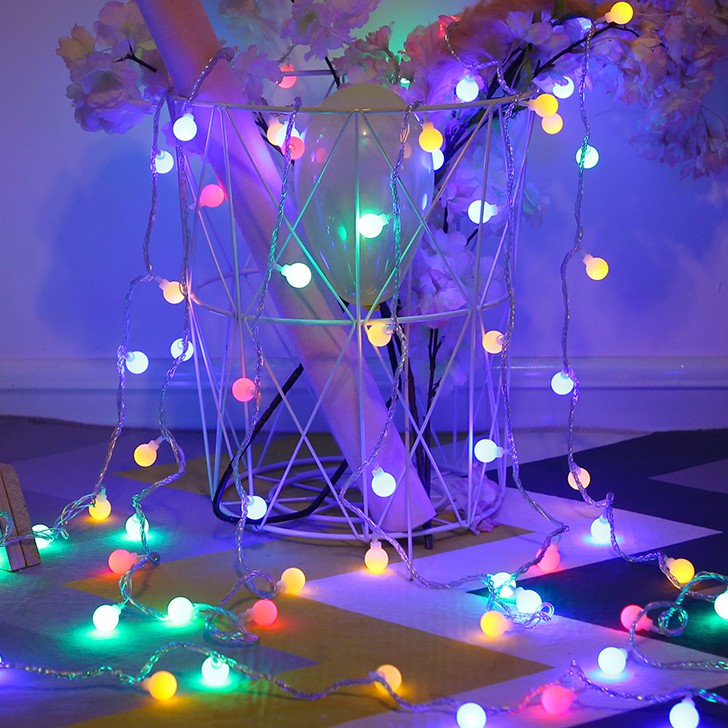 DÂY ĐÈN LED 8m 80 bóng USB BÓNG TRÒN CHERRY BALL, SAO VÀNG NẮNG trang trí decor noel cây thông giáng sinh