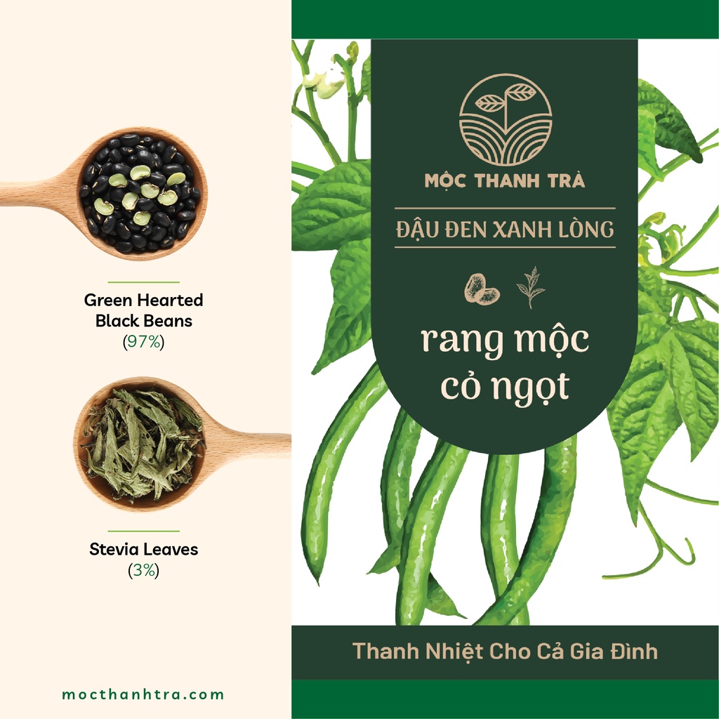 COMBO GIÁ TỐT [279] Trà giải nhiệt, hỗ trợ kiên đường - 2 x Đậu đen xanh lòng rang mộc - Cỏ ngọt Hũ 600G