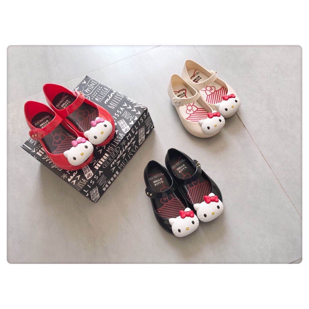 MINI MELISSA Giày Sandal Đi Biển Hoạ Tiết Hoạt Hình Mèo kitty Thời Trang 2020 Dành Cho Bé Gái