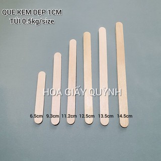 0.5 kg QUE gỗ (que kem) 1cm Dài 9.3/ 11.2/ 12.5/ 13.5/ 14.5cm