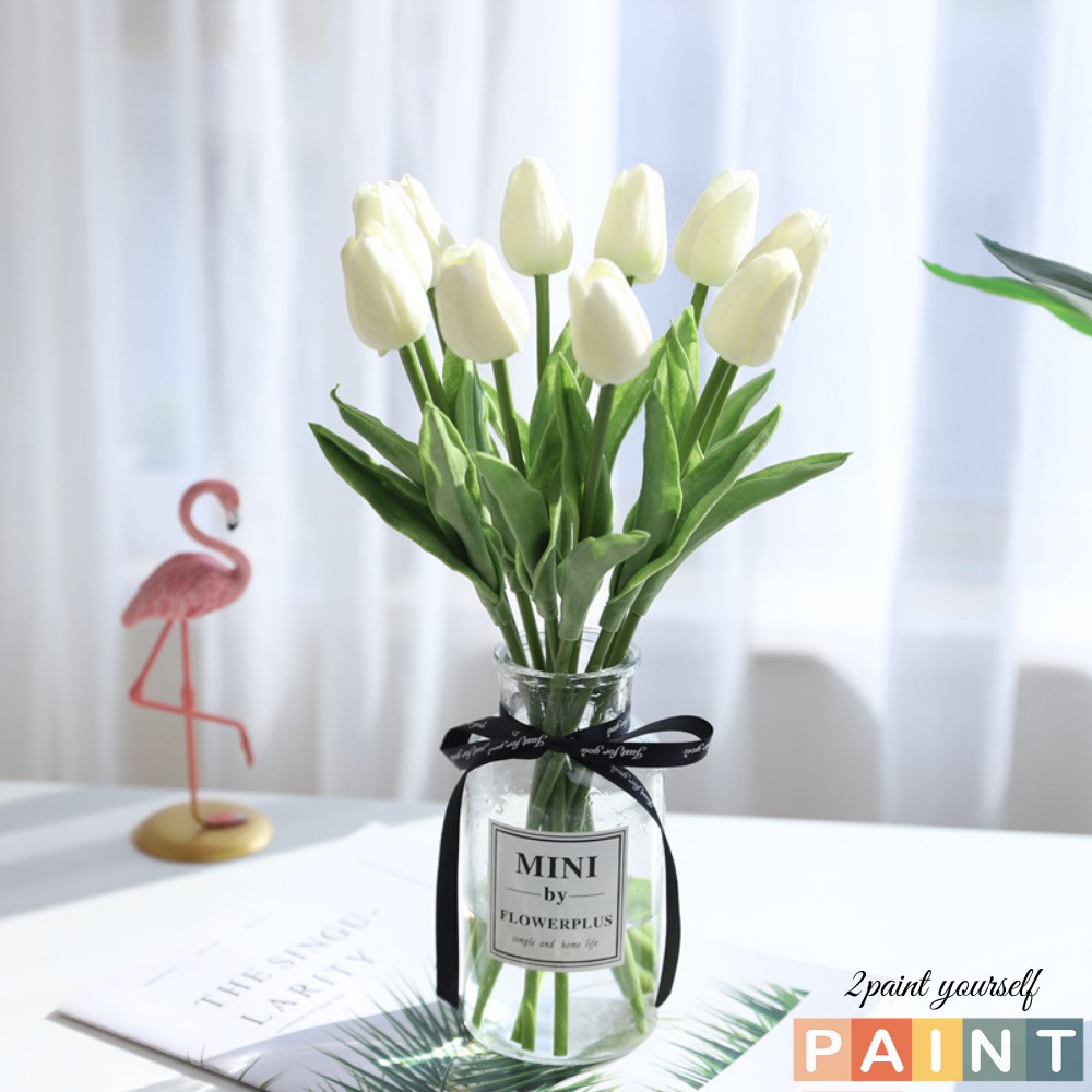 Hoa giả tulip decor trang trí bình thủy tinh, lọ hoa để bàn 2PAINT | BigBuy360 - bigbuy360.vn