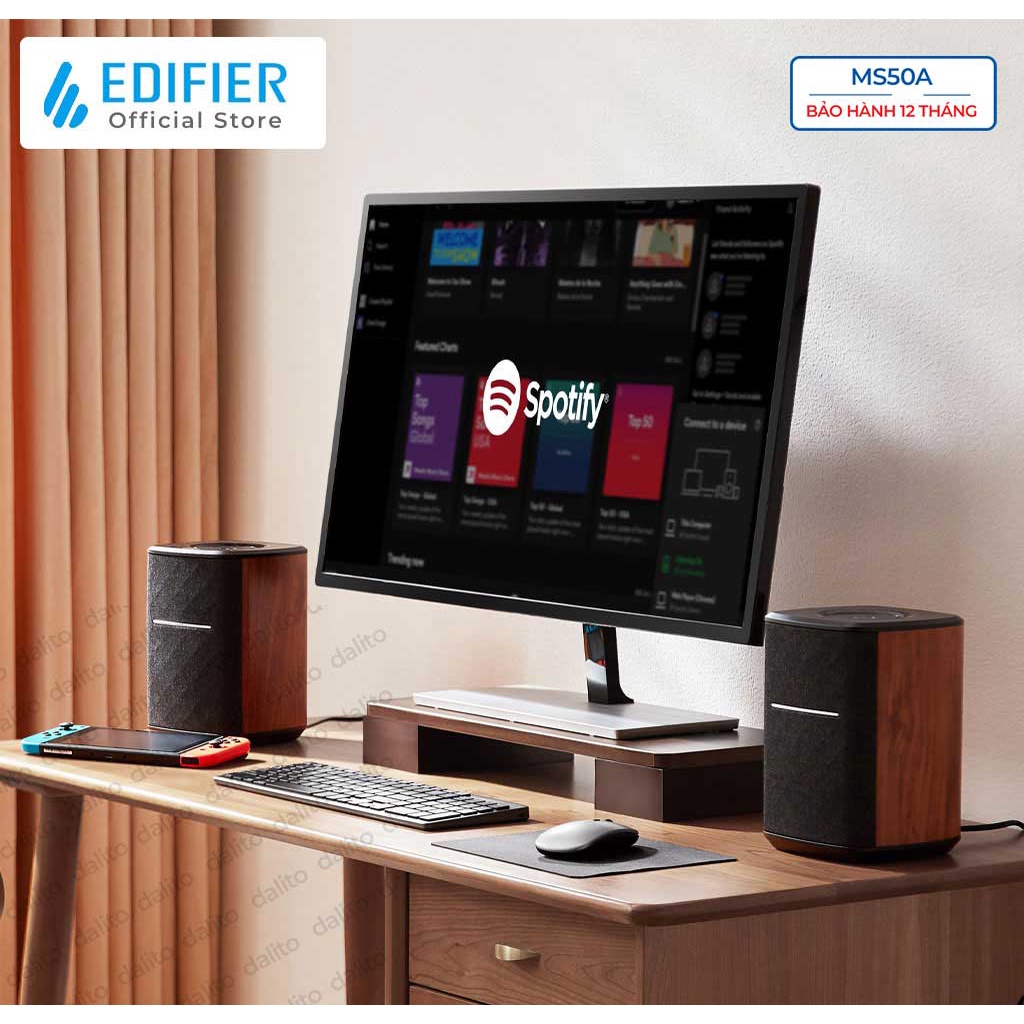 Loa Bluetooth 5.0 EDIFIER MS50A kết nối máy tính iPhone iPad qua AirPlay và Wifi Alexa Công suất 40W Hãng chính hãng