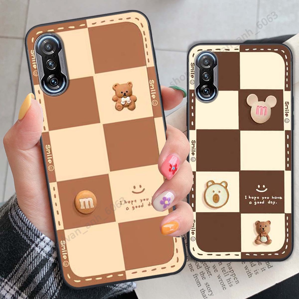 Ốp lưng Xiaomi Redmi K40 / Redmi K40 Pro hình gấu, kẹo dễ thương cute