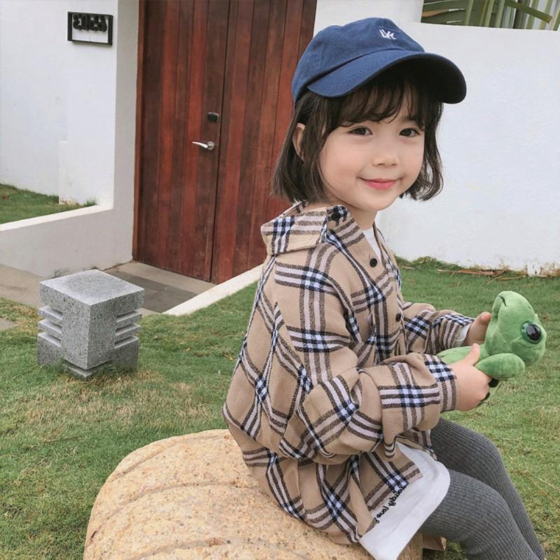 Áo sơ mi caro tay dài cho bé gái