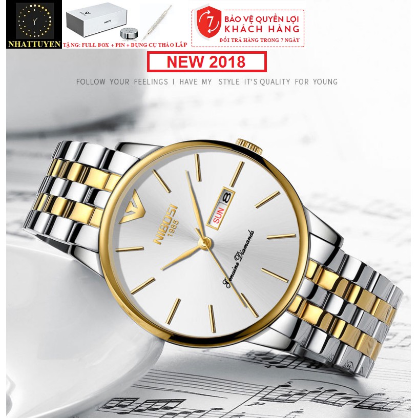 [CÓ VIDEO - ẢNH THẬT] Đồng Hồ Nam NIBOSI 2332, Dây Kim Loại Không Gỉ, Thép Đúc Đặc- HÀNG CHÍNH HÃNG [FULLBOX]
