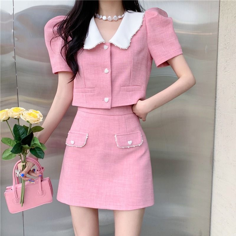 Set Áo Thun Ngắn Tay + Chân Váy Ngắn Thời Trang Nữ Tính set đồ nữ  tao bao