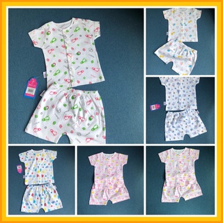 Set bộ cotton quần đùi và áo thun tay ngắn phối nút cài giữa cho bé nhiều màu in họa tiết dễ thương