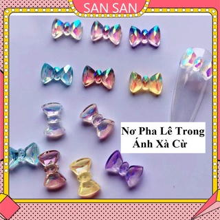 Nơ Pha Lê Trong Ánh Xà Cừ Đính Móng phong cách hàn quốc mới