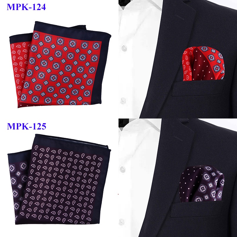 Khăn Tay Vuông Bỏ Túi 23CM * 23CM Bằng Lụa Mềm In Họa Tiết Hoa / Chấm Bi Cổ Điển Sang Trọng Cho Nam