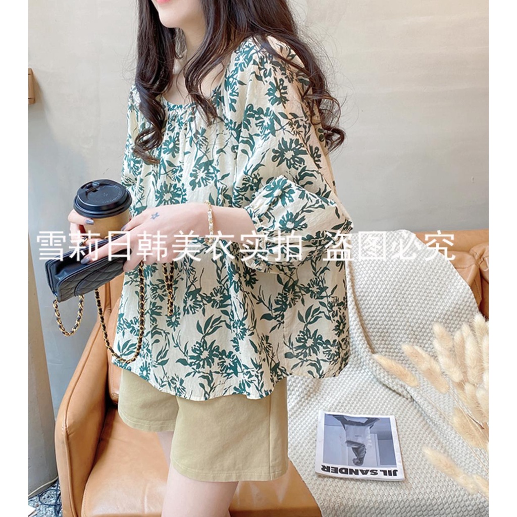 Áo Sơ Mi Tay Dài 3/4 Họa Tiết Hoa Thời Trang Mùa Hè Phong Cách Hàn Quốc Mới Cho Nữ