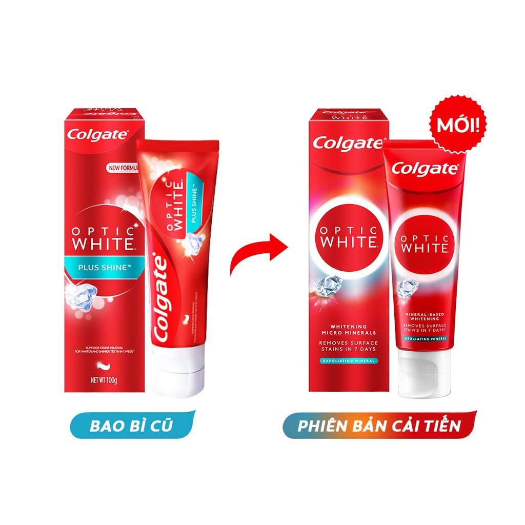 Bộ 6 Kem Đánh Răng Colgate trắng răng Optic White tinh thể khoáng trắng 100g