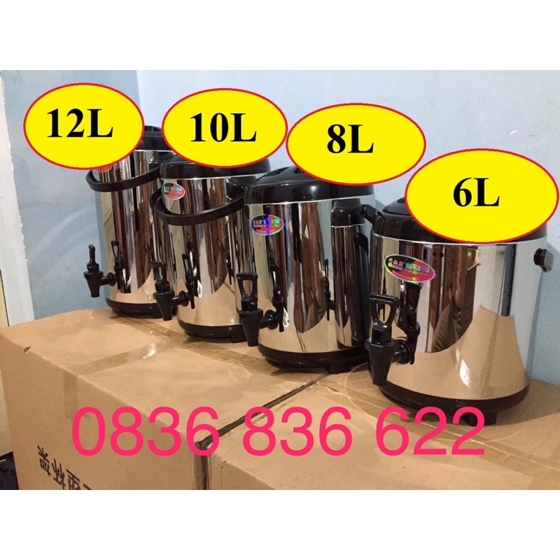  Bình ủ trà sữa, bình giữ nhiệt inox 304 ( 6L - 8L - 10L - 12L )