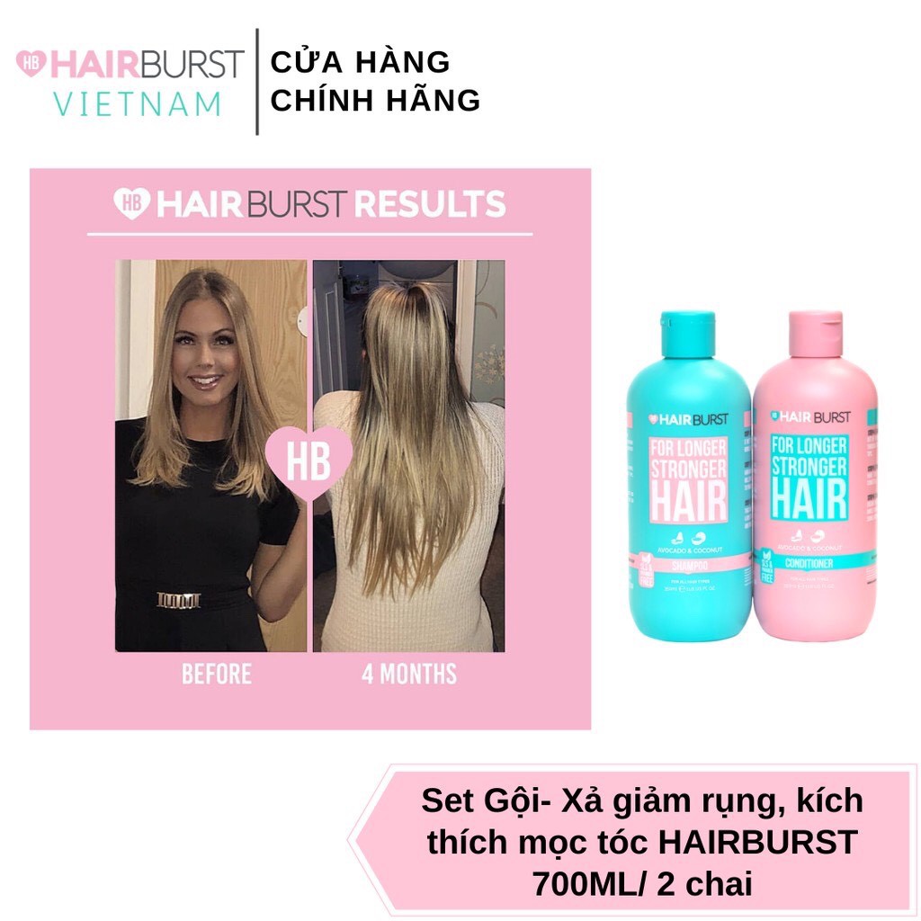 Combo Gội + Xả + Xịt Dưỡng Tóc Chăm Sóc Tóc Dài Dày Và Khỏe Hơn Hairburst