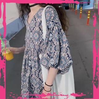 [FREESHIP] Đầm dáng dài thổ cẩm cổ V