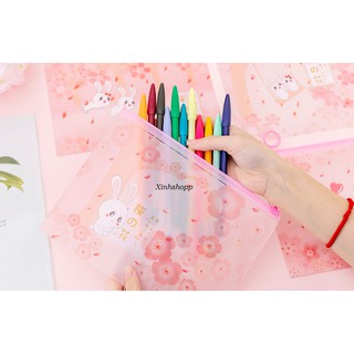 Ví Zip Đựng Bút Anh Đào Thỏ (Đọc Mô Tả)