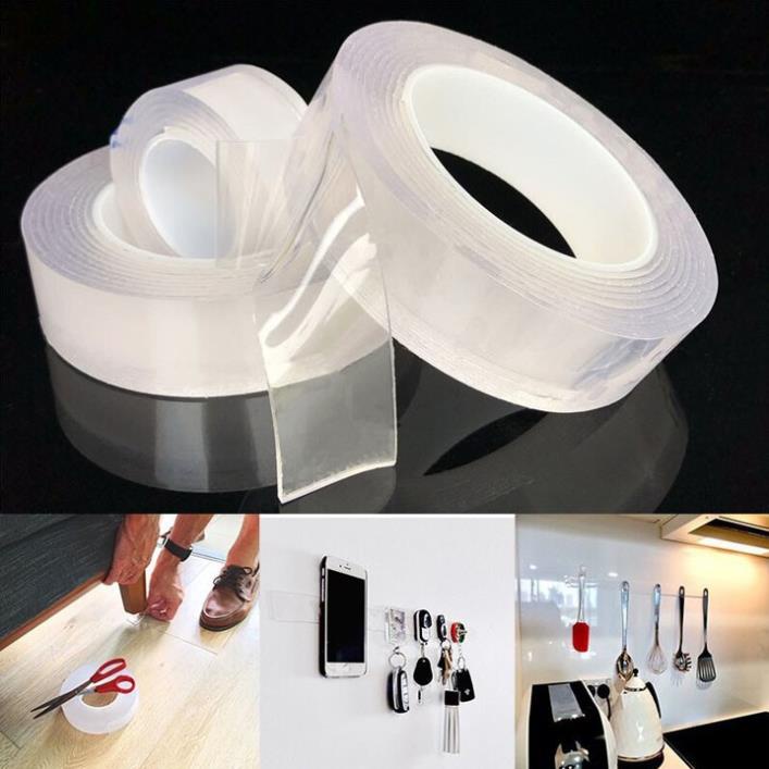 Băng Keo Siêu Dính Ma Thuật NANO 2 Mặt Trong Suốt Cuộn 3M - Dán Trên Mọi Bề Mặt, Mọi Chất Liệu