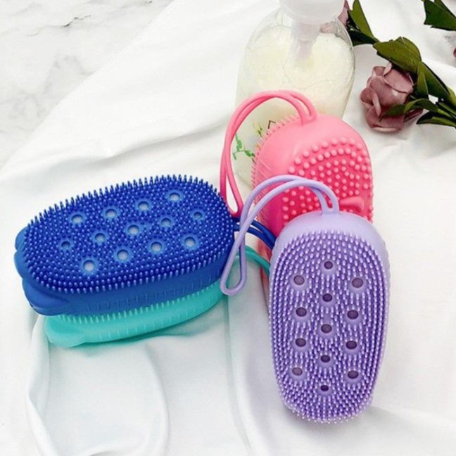 2 Bông tắm bọt biển silicone tạo bọt kỳ ghét cọ chà lưng tẩy tế bào da chết - AZ Store
