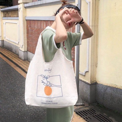 Túi tote vải Canvas đeo vai phong cách Ulzzang, vải bố form Unisex Vintage - TT10