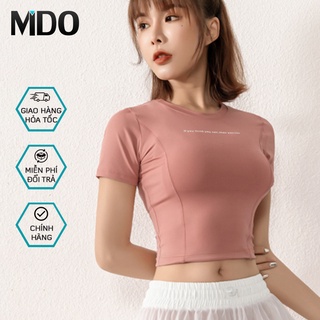 Áo tập gym nữ Mido A75, mẫu áo tập gym cộc tay ôm body tôn dáng hiệu quả, chất liệu cao cấp thoáng mát