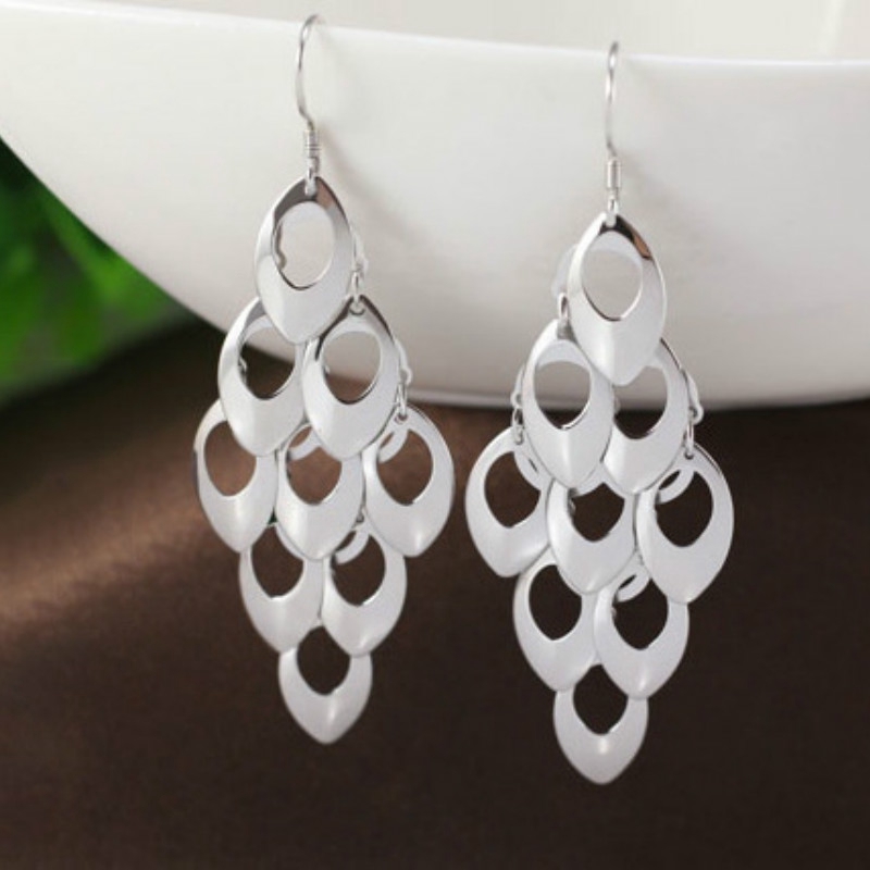 Bohemian Style 925 Silver Plated Peacock Earrings