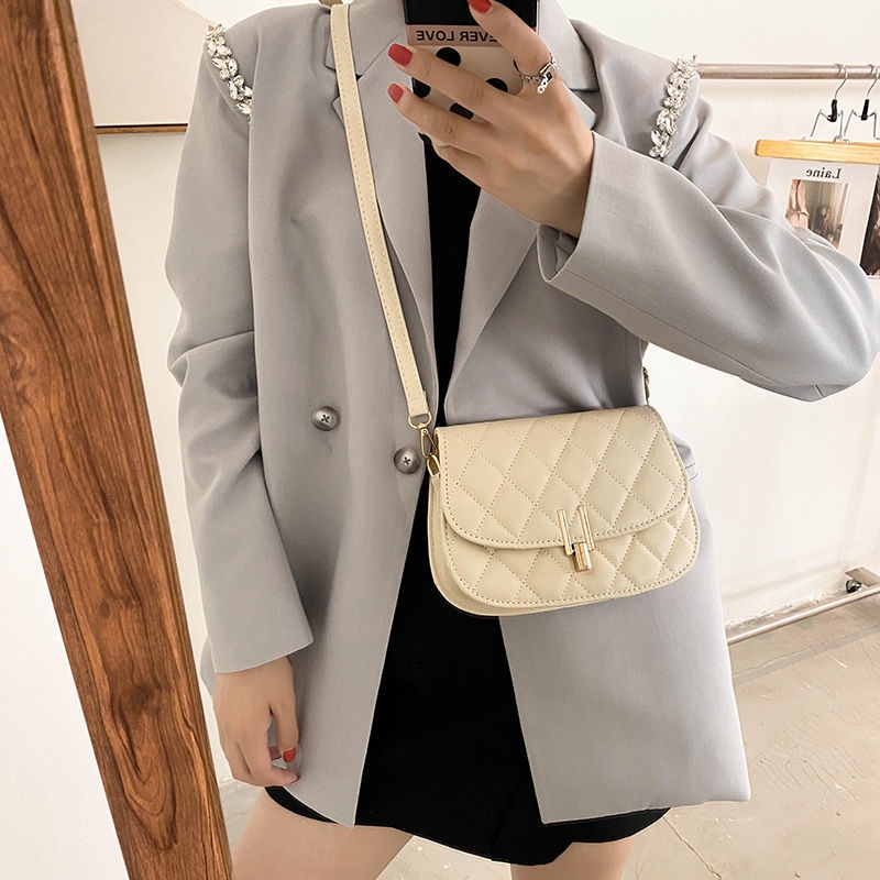 Túi đeo chéo IELGY đựng điện thoại mềm họa tiết hình thoi đơn giản dễ phối đồ tùy chọn màu sắc cho nữ