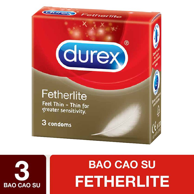 [Hàng Chính Hãng] Bao cao su Durex Fetherlite Size 52mm - Hộp 03 cái - Siêu mỏng (Kéo Dài thời gian yêu)