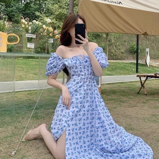 Đầm maxi hoa xanh thời trang nữ