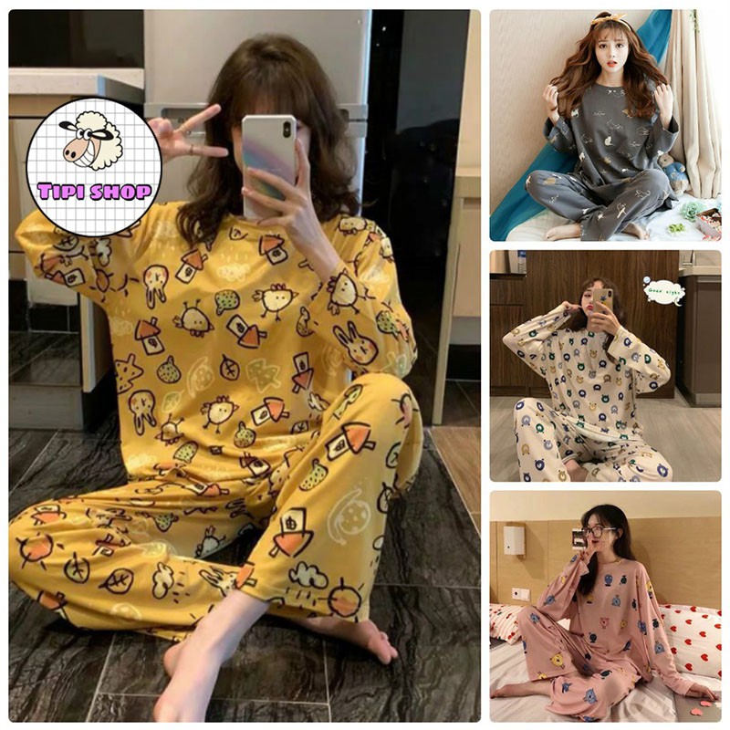 Đồ bộ nữ cotton mặc nhà thun mỏng hè thu quần dài áo cộc