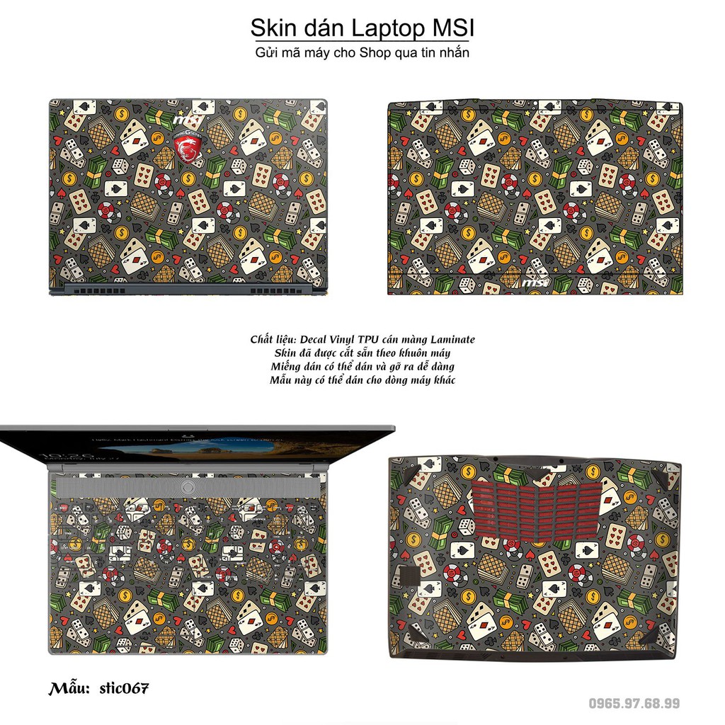 Skin dán Laptop MSI in hình Hoa văn sticker _nhiều mẫu 11 (inbox mã máy cho Shop)