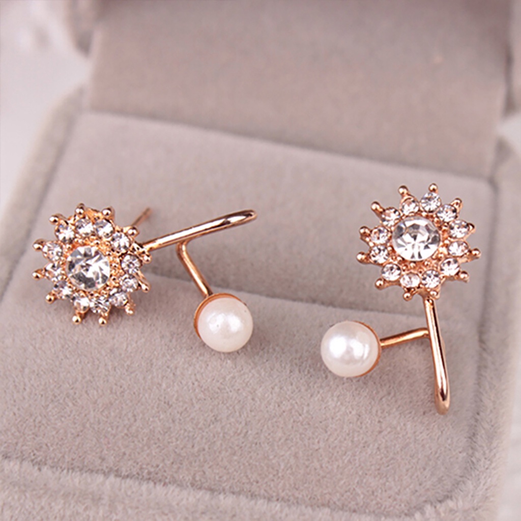 Bông tai hình bông tuyết đính đá ngọc trai giả xinh xắn