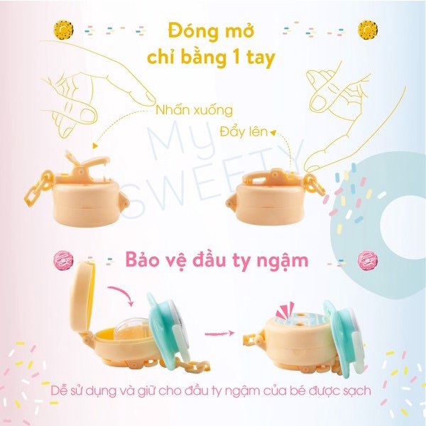 Dây Kẹp Ti Giả Kèm Hộp Đựng Núm Ty 2in1 Farlin Donut BA40002