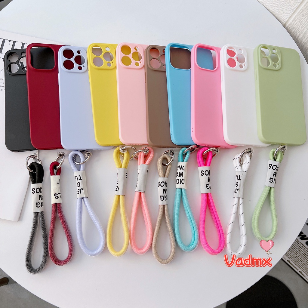 Ốp Điện Thoại Mềm Nhám Màu Kẹo Đơn Giản Có Dây Đeo Cho Samsung Galaxy J8 J6 Plus A6 + 2018 J7 J5 Pro 2017
