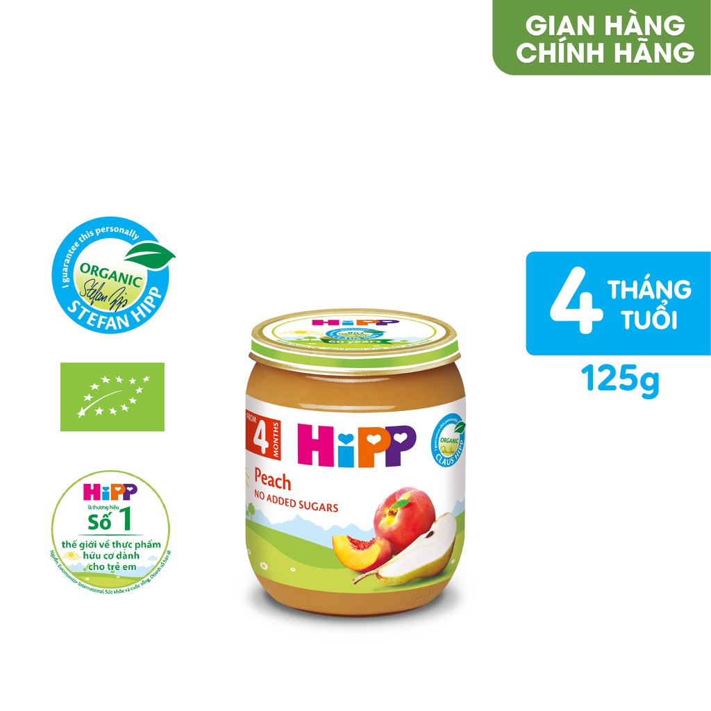 Dinh dưỡng đóng lọ ăn dặm Đào Tây HiPP Organic 125g