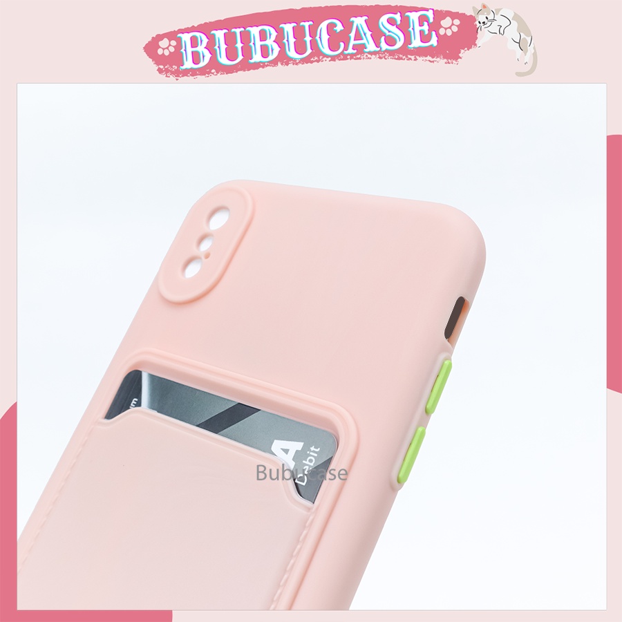 Ốp Dẻo Màu Trơn Kèm Ví Màu Đựng Thẻ Dành Cho IPhone - Full Dòng - Hàng Loại 1