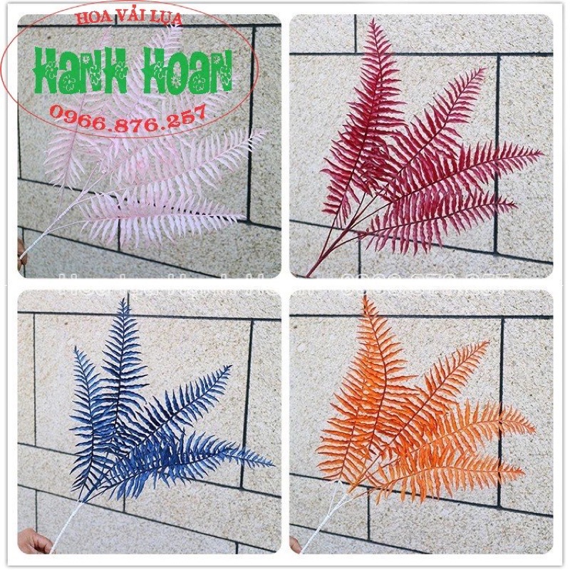 Cành lá dương xỉ nhựa 5 nhánh 75cm đủ màu -Lá giả decor
