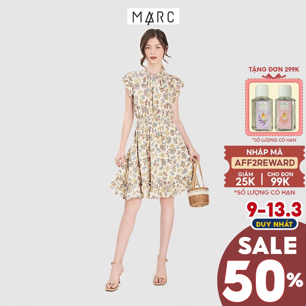 Đầm nữ MARC FASHION tay bèo smocking eo họa tiết hoa