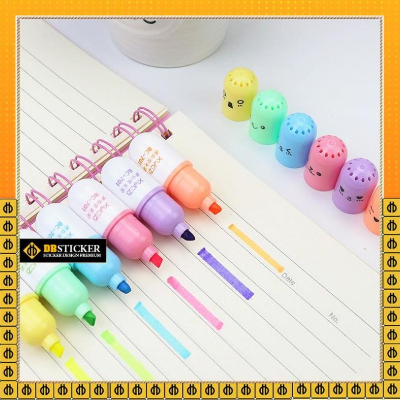 Set 6 Bút Nhớ Dòng Bút Đánh Dấu Bút Highligher Mini Hình Viên Thuốc Cho Học Sinh Sinh Viên