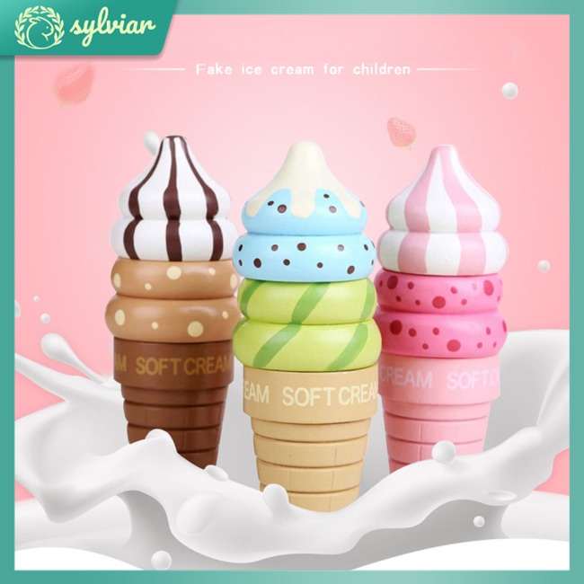 Bộ Đồ Chơi Ngôi Nhà Gỗ Có Nam Châm Hình Cây Kem Ốc Quế Dâu Vanilla Dành Cho Trẻ Em