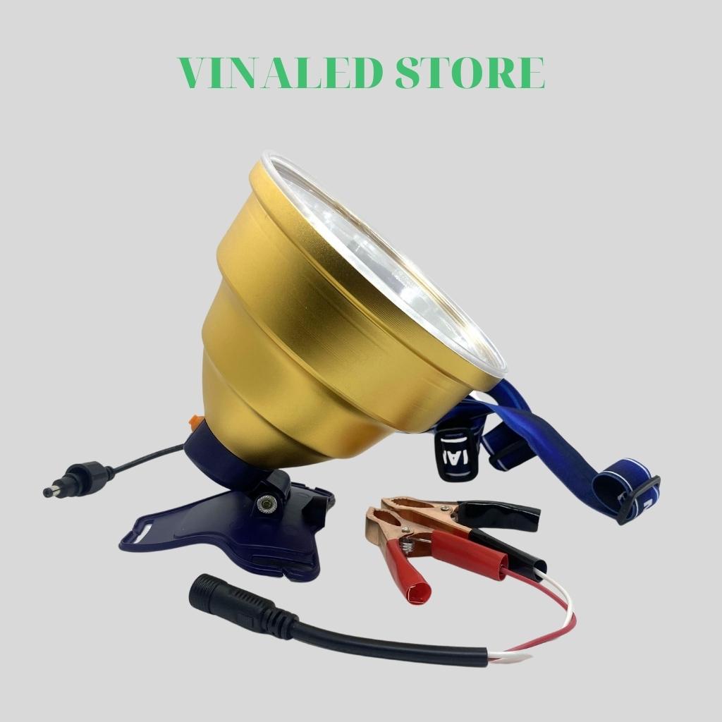 Đèn pin đội đầu đèn kẹp bình ác quy P90 TC 898 dùng soi nấm mối đi biển chóa đèn 13.5cm