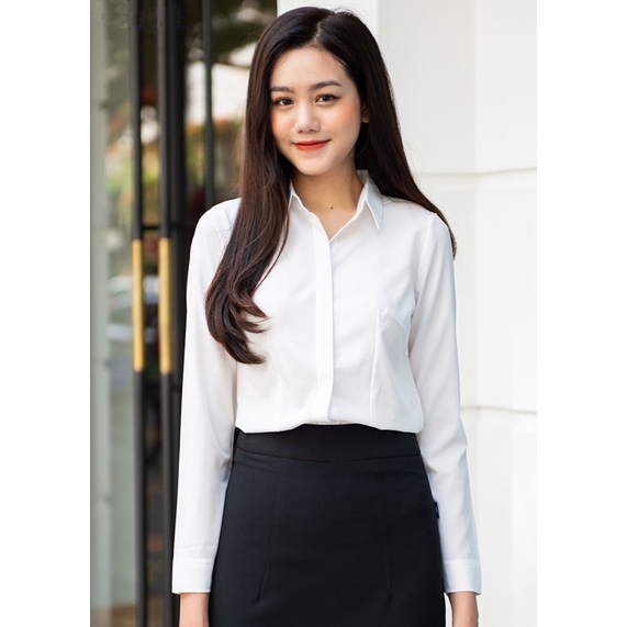 [ Giá Xuất Xưởng ] Áo sơ mi trắng, sơ mi nữ basic, sơ mi trơn chất mịn chống nhăn (kèm video ảnh thật) | BigBuy360 - bigbuy360.vn