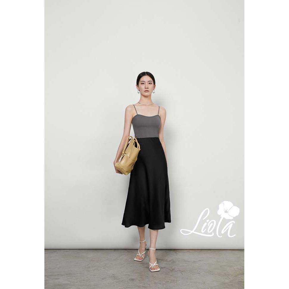 Chân váy lụa MIDI chất liệu lụa satin may thiết kế 2 lớp cao cấp LIOLA