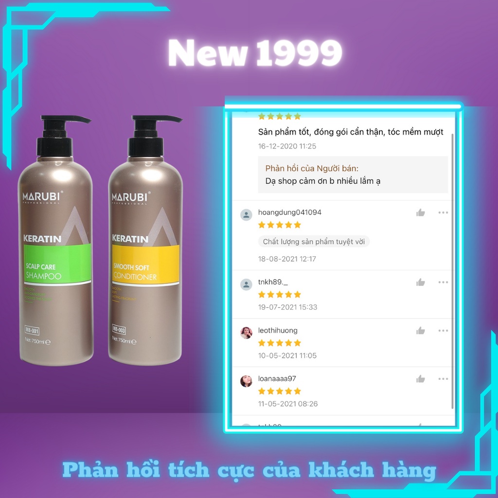 Dầu gội đầu KERATIN MARUBI cặp dầu gội xả phục hồi hư tổn giảm rụng tóc 750ml chính hãng