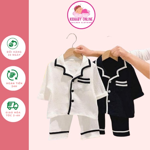 Bộ quần áo pijama chất đũi cho bé trai và bé gái Kidbabyonline K064- Bộ pizama mặc nhà cho bé- Pizama chất đũi