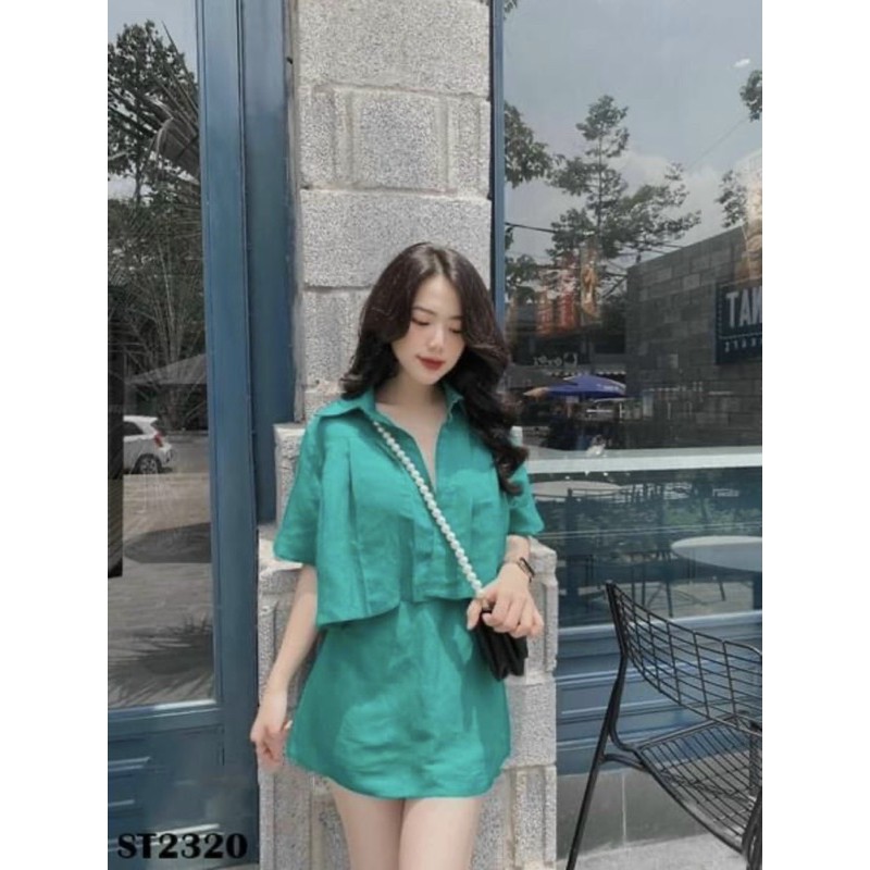 Set đủi áo croptop form rộng kèm chân váy - T5U