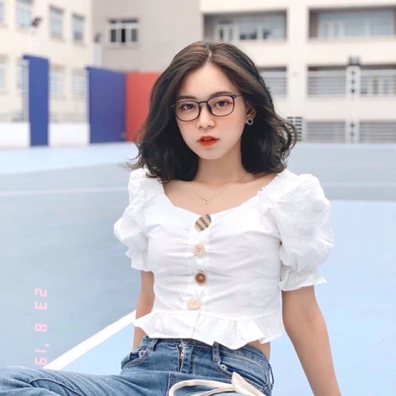 Gọng kính tròn nữ 1210 Glasses Tâm Anh Optical nhựa dẻo càng kim loại mảnh bền chắc dáng tròn đeo chống bui hoặc lắp cận