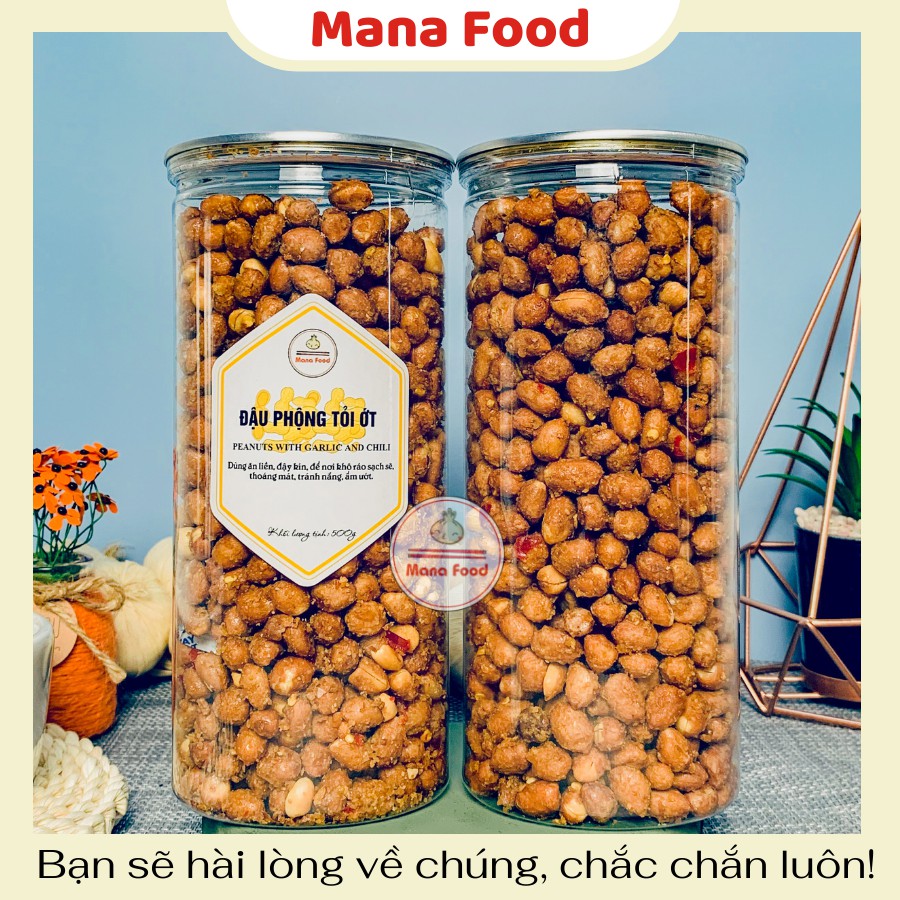 500G Đậu Phộng Tỏi Ớt Mana Food | Hạt lạc tỏi ớt, hạt dinh dưỡng - cay giòn thích mê